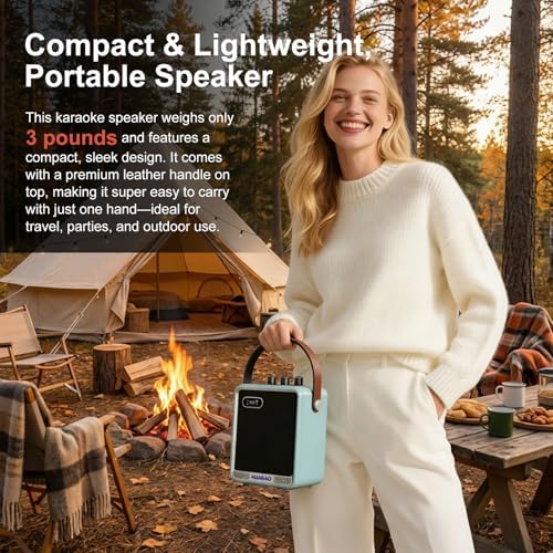 Karaoke Machine with 2 Wireless Microphones, Portable Mini Speaker
