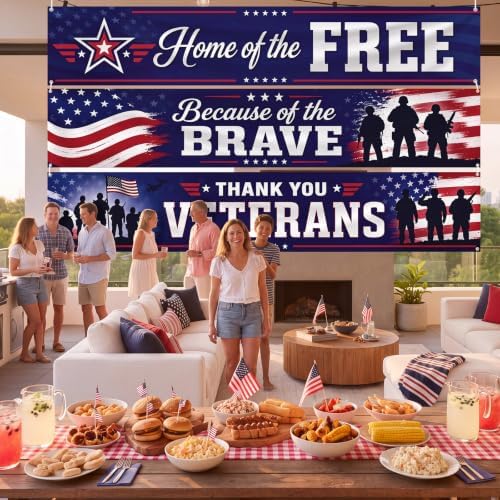 Remagr 3 Pcs Veterans Day Decorations Banner Set