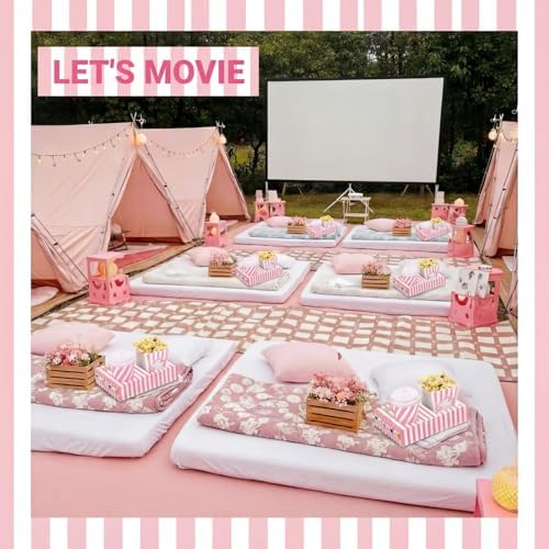 Dunzoom 20 Pcs Pink Movie Night Supplies Movie Night Paper Snack Trays Popcorn Candy Holder Theater Snack Boxes Cardboard Holder Food Trays for Party