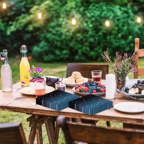 50 Pcs Space Paper Napkins 6.5 x 6.5 Inches, Galaxy Starry Night Theme Disposable Luncheon Dinner Party Napkins Cocktail Napkin for Outer Space Birthday Party Decorations (Galaxy)