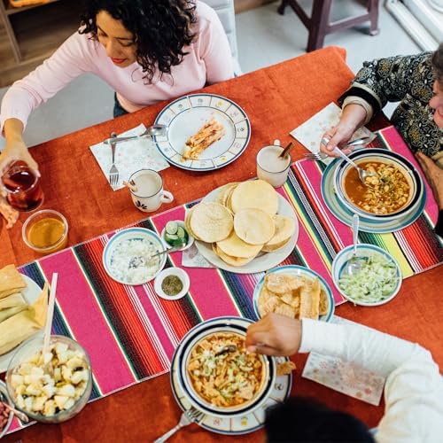 4PCS Mexican Table Runner 14x86in Colorful Day of the Dead Fiesta Decor