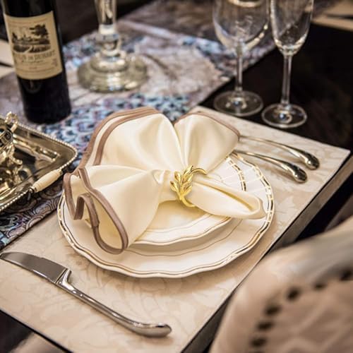KPOSIYA Gold Napkin Rings Set of 50, Leaf Napkin Holder for Thanksgiving