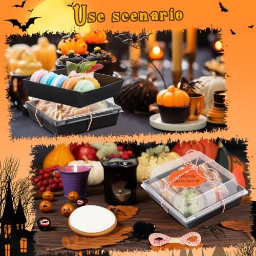 Yaomiao 50 Pcs Halloween Pumpkin Charcuterie Boxes with Clear Lid