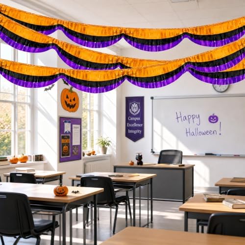 3 Pcs 20 Ft Halloween Foil Fringe Bunting, Tinsel Streamers Banner