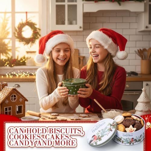 Yaomiao 12 Pack 5.3 Inch Christmas Cookie Tins with Lids, Delicate