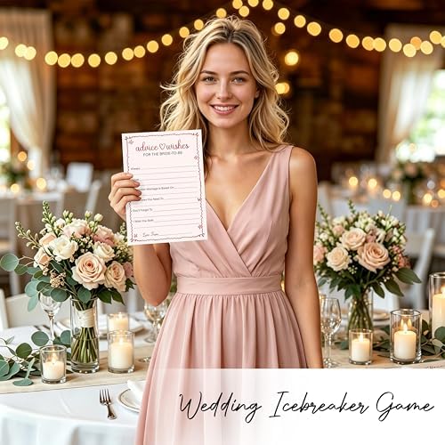 Wedding Advice & Wishes Cards for Mr and Mrs, 30 Pink Double-Sided Advice Cards for Guests, Engagement Party, Bridal Shower, Wedding Reception & Newlyweds Party Decorations & Supplies