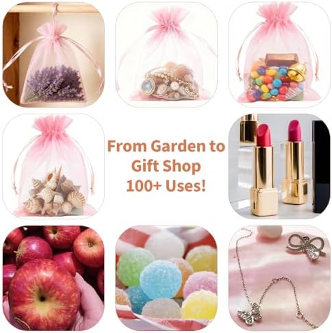 3-Color Organza Bags 4x6 Mesh Bags Drawstring for Jewelry Favor Gifts Pouch