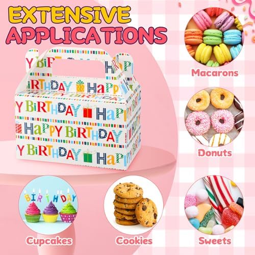 Zhanmai 36 Pack Happy Birthday Party Treat Boxes 6 in Party Favor Gift Box