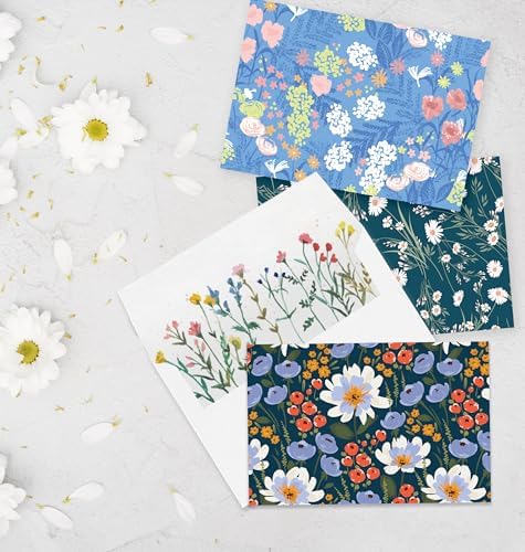 Nihuecne 24 Pack Blank Cards and Envelopes, Floral Design Greeting Cards