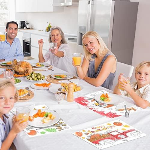 12 Pcs Fall Thanksgiving Placemats Turkey Pumpkin Coloring Activity Paper Placemats Disposable Crafts Table Mats for Adult Thanksgiving Party Supplies, 4 Styles
