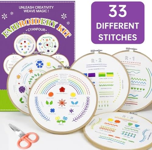 CYANFOUR 5 Stage Embroidery Kit Easy to Learn from Video & Guidance