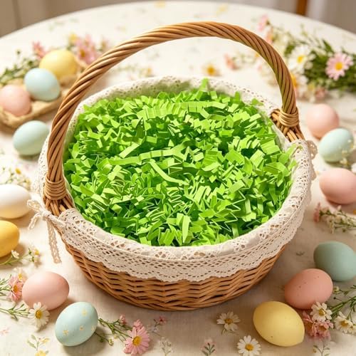 10 LB Fluorescent Green Crinkle Cut Paper Shred Filler Great for Gift Wrapping, Basket Fillers, Birthday, Gift Wrapping, Anniversary, Halloween Thanksgiving Christmas Party Decor Filling Supplies