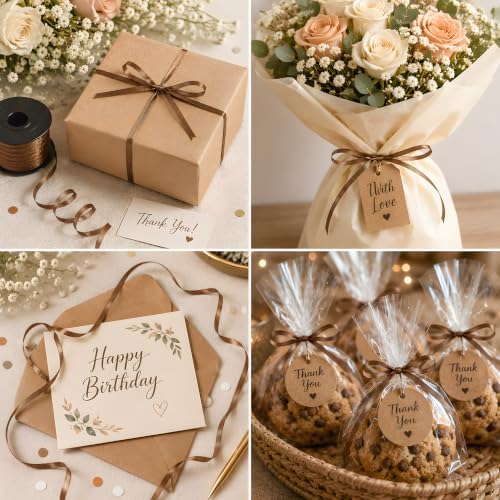 BEISHIDA 500 Yards Matte Coffee Curling Crimped Ribbon Balloon String Ribbons for Gift Wrapping Ribbon for Birthday Baby Shower Decoration