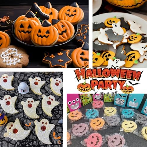 5pcs Halloween Cookie Cutters Set shapes Pumpkin, Bat, Ghost, Witch's Hat, Cat Halloween Holiday cookie decorating kit