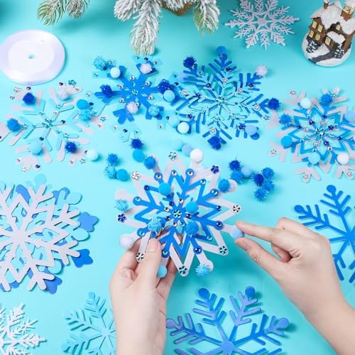 Funrous 48 Sets Snowflake Crafts Kit Winter Paper Crafts Hanging Ornaments