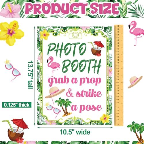 Briwooody Luau Summer Photo Booth Props with Stand Retro Background Table