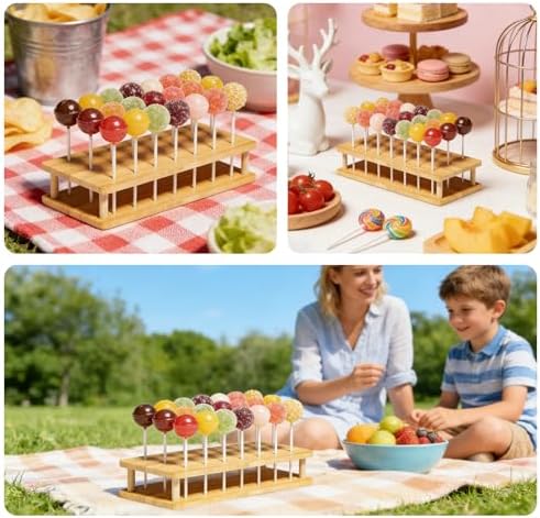 Wooden Cake Pop Holder Stand, Includes 100 Paper Sticks, Perfect for Cake Pop Drying, Display at Parties, Weddings, Birthdays, Dessert Table Decoration