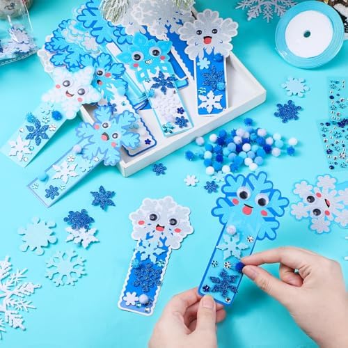 Funrous 48 Sets Crafts Kit Paper Crafts DIY Make Your Own Hanging Ornaments with Pompoms Diamond Stickers for Holiday Classroom Activities Party Favors, Bookmark