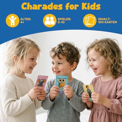 Charades for Kids Ages 4-8–The 'No Reading Required' Family Game,100 Cards