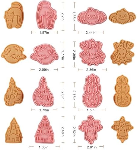 8 Pcs Halloween Cookie Cutters Set Baking Molds 3D Halloween Press type Cookie Cutter for Baking, Fondant, Cheese, and Pastries