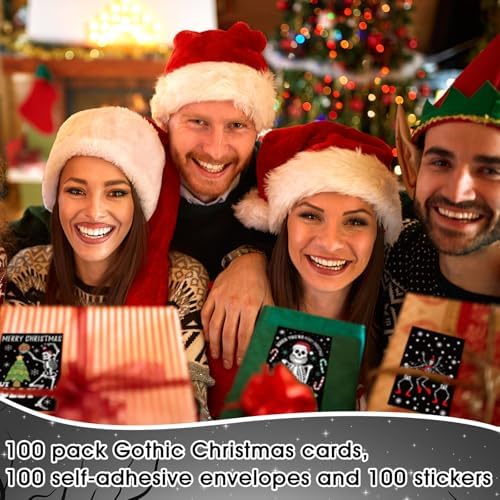 Motiskyy 100 Sets Christmas Cards with Envelopes Sticker, Gothic