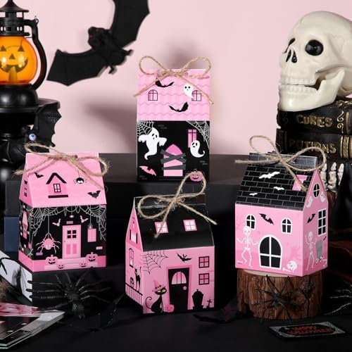 Zhanmai 48 Pcs Pink Halloween Treat Boxes Candy Containers