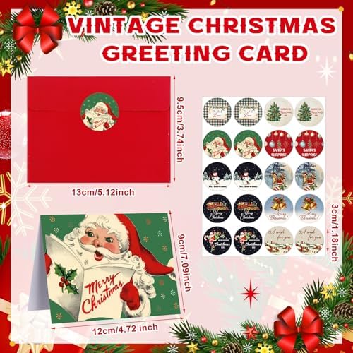 Yeaqee 100 Pcs Retro Christmas Greeting Cards