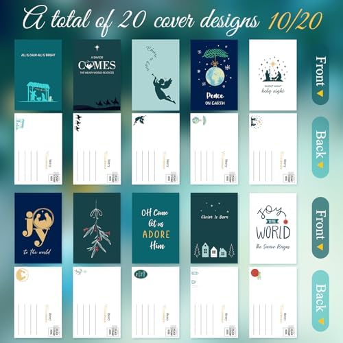 Nuanchu 80 Pcs Religious Christmas Postcards 4'' x 6'' Nativity Holiday Christian Cards Christmas Greeting Cards for Friends Relatives, 20 Designs