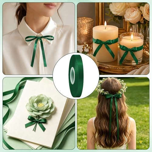 30Yards 3/8In Thin Forest Green Ribbon for Gift Wrapping St. Patrick's Day