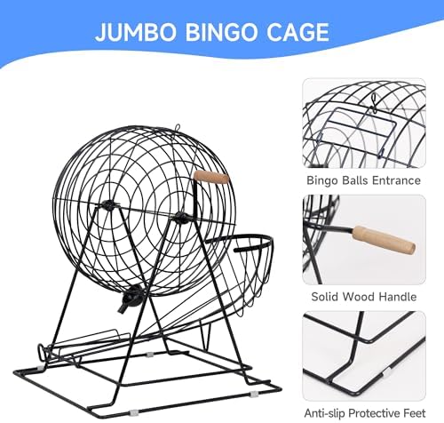 GSE Professional Bingo Game Set for Adults Large Groups, (Black Cage)