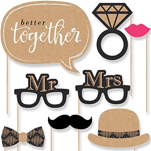 Better Together - Wedding Photo Booth Prop Kit, DIY Cardstock Props - 20pc