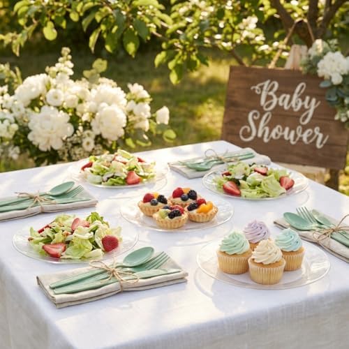 360Pcs Sage Green Plastic Silverware Set, Salad Size Disposable for Dessert