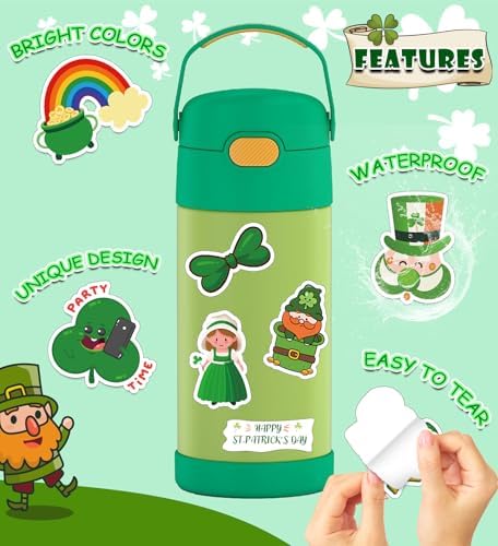 St Patricks Day Stickers for Kids - St Patricks Day Accessories - 100Pcs Shamrock Stickers,St. Patrick’s Day Crafts for Kids, St Patricks Day Gifts Treats Party Favors for Boys Girls