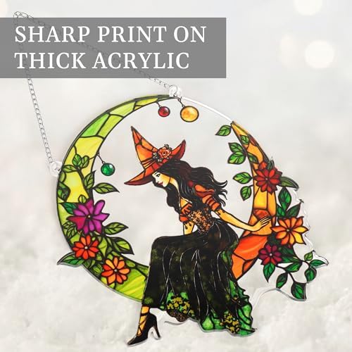 Halloween Stained Glass Ghost Plant Ornament, Suncatcher Decor