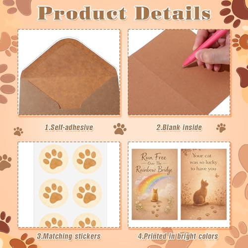 Eaasty 50 Sets Greeting Cards & Envelopes, PET Sympathy Style