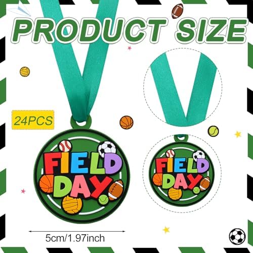 24 Pcs Sport Ball Award Medal Bulk with Ribbon