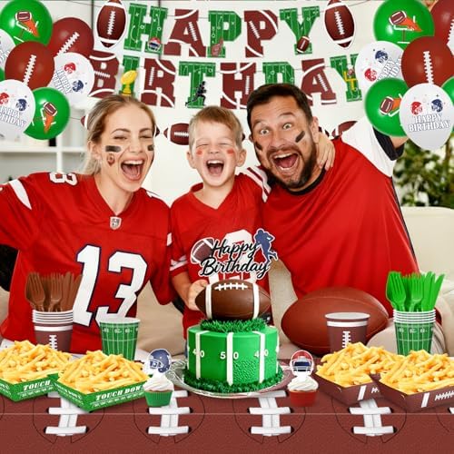 215Pcs Football Birthday Party Decoration–Football Party Supplies for 24