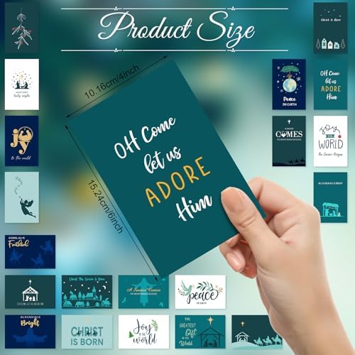 Nuanchu 80 Pcs Religious Christmas Postcards 4'' x 6'' Nativity Holiday Christian Cards Christmas Greeting Cards for Friends Relatives, 20 Designs