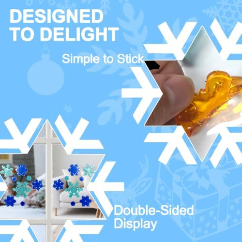 6 Sheets Christmas Gel Window Clings, Christmas Window Stickers for Glass