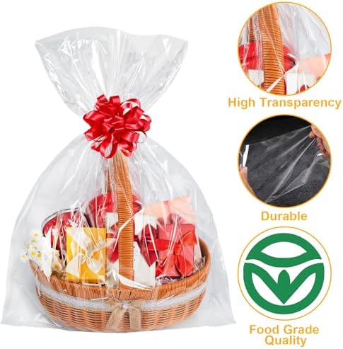 Labeol Clear Cellophane Bags 20Packs 24x30 Inch Gift Wrap