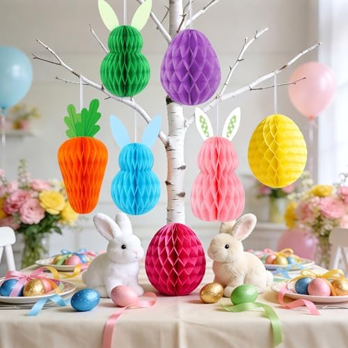 15 Pcs Easter Honeycomb Hanging Decorations Spring Party Decor