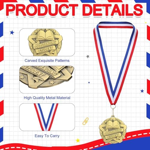 Quelay 30 Pcs 2 Inches Award Medals Bulk Medals Bulk with Neck Ribbons Metal Trophy Award Prize Gift for Tournaments, Competitions, Party, Kids and Adults
