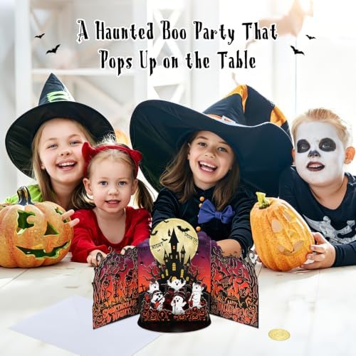 D24TIME Pop Up Halloween Card for Kids Grandkids, Haunted House with Boos
