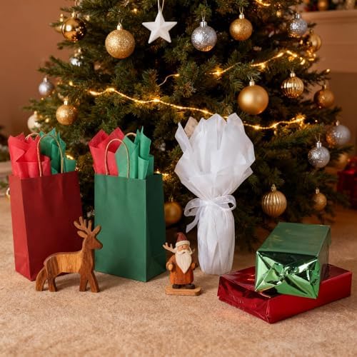 120 Sheets Christmas Tissue Paper for Gift Bags, 20" X 14" Xmas Holiday Tissue Paper for Christmas Gift Wrapping and DIY Gift Crafts Metallic Party Decor