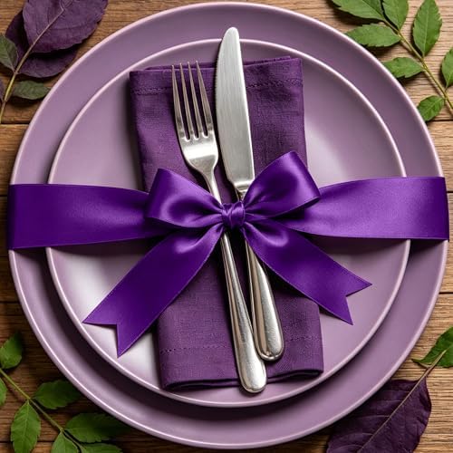 1In 30Yards Dark Purple Satin Ribbon for Gift Wrapping Halloween Mardi Gras