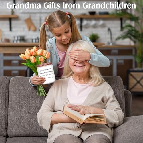 Homsolver Grandma Gifts, Mothers Day Birthday Gifts for Grandma from Grandkids, Grandparents Anniversary Retirement Gift for Nana Grandmother, Best Grandmother Ever Lavender Candle Gift