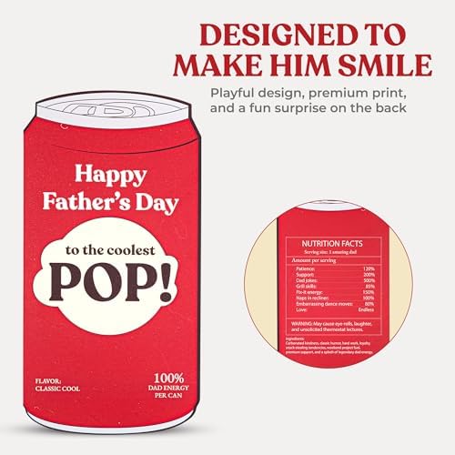 Funny Father’s Day Card for Dad, Grandpa, Pop Step Dad from Daughter Son Kids, Unique Beer Soda Can Shaped Dad Card