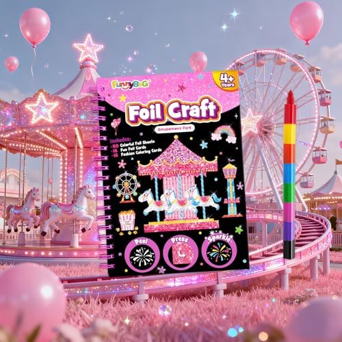 FUNNYB&G Foil Art Craft Kit for Kids, Sparkly Birthday Gift Toy for Girls