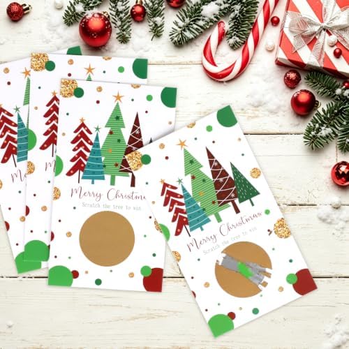 Christmas Scratch Off Cards, Fun Holiday Scratch Off Cards for Party, Christmas Lottery Tickets for Family Activities, Raffle Prize Card