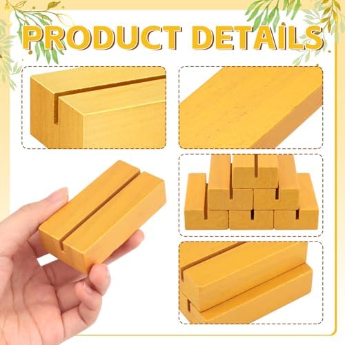 15 Pieces Gold Wood Table Number Stands Wood Place Card Holders Picture Holder Acrylic Sign Holders for Ceremony Birthday Party Home Decoration